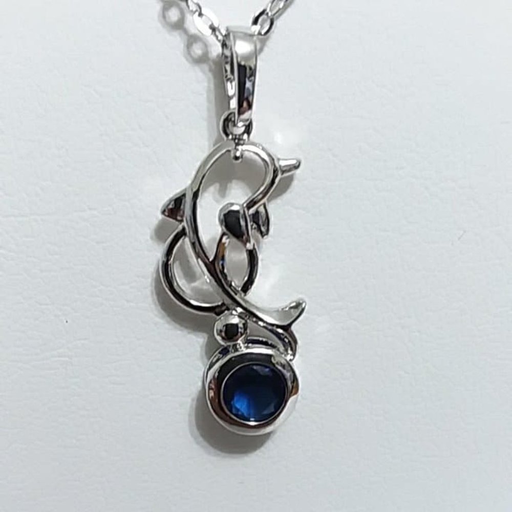 Dolphin Sapphire Jewelry Set-Necklace & Earrings - Picture 3 of 5